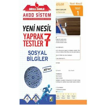 Akıllı Damla Sosyal Bilgiler Yeni Nesil Yaprak Testler-7. Sınıf Komisyon