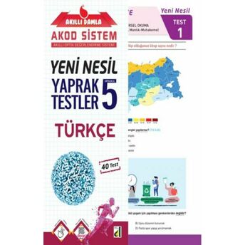 Akıllı Damla Türkçe Yeni Nesil Yaprak Testler-5. Sınıf Komisyon