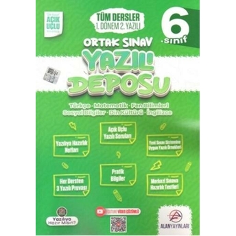 Alan Yayınları 6. Sınıf Tüm Dersler Ortak Sınav 1. Dönem 2. Yazılı Komisyon