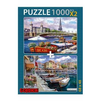 Along The Seine Cafe In Cassis / 2X1000 Parça Puzzle (40139) Kolektıf