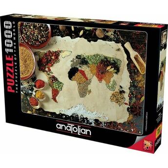 Anatolian Baharatlı Dünya Haritası 1000 Parça Puzzle (1045)