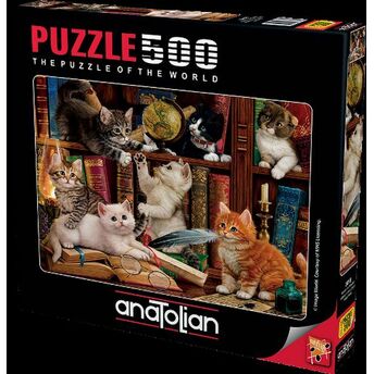 Anatolian Kediler Ve Kitaplar/ Kittens In The Library 500 Parça Puzzle