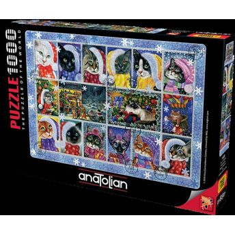 Anatolian Yeni Yıl Kedileri/ Christma Cat Stamp Collection 1000 Parça Puzzle