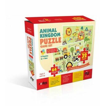 Animal Kingdom Game Set - 2 Puzzles In 1 Box - 64 Pieces Puzzle In Total - Ages 4