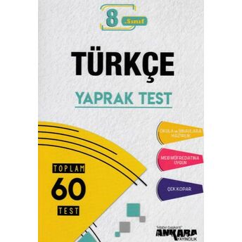 Ankara 8. Sınıf Türkçe Yaprak Test (Yeni) Damla Arslan-Eren Akyüz-