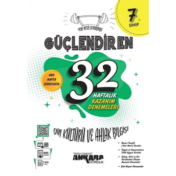 Ankara Yayıncılık 7. Sınıf Din Kültürü Ve Ahlak Bilgisi Güçlendiren 32 Haftalık Kazanım Denemeleri Komisyon