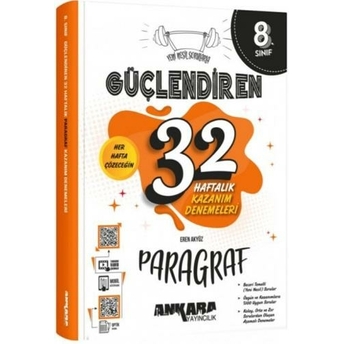 Ankara Yayıncılık 8. Sınıf Paragraf Güçlendiren 32 Haftalık Kazanım Denemeleri Komisyon