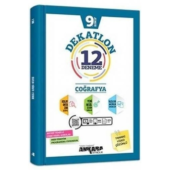 ​Ankara Yayıncılık 9. Sınıf Coğrafya Dekatlon Video Çözümlü 12 Deneme Komisyon