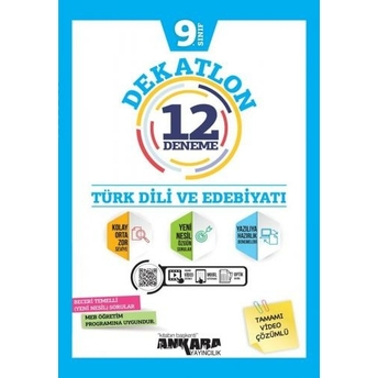 Ankara Yayıncılık 9. Sınıf Türk Dili Ve Edebiyatı Dekatlon 12 Denemeleri Komisyon