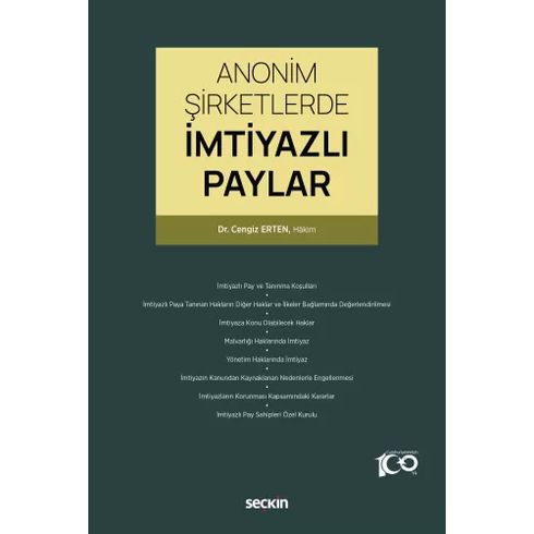 Anonim Şirketlerde Imtiyazlı Paylar Cengiz Erten