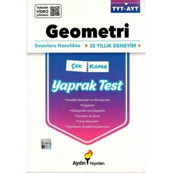 Aydın Yayınları Tyt Ayt Geometri Çek Kopar Yaprak Test Komisyon