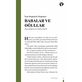 Babalar Ve Oğullar Ivan Sergeyeviç Turgenyev