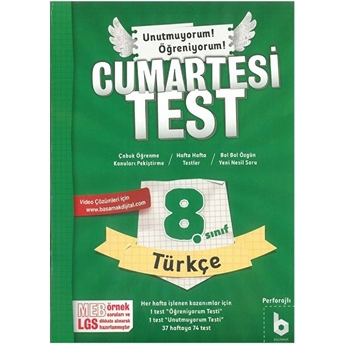 Basamak Yayınları 8. Sınıf Lgs Türkçe Cumartesi Test