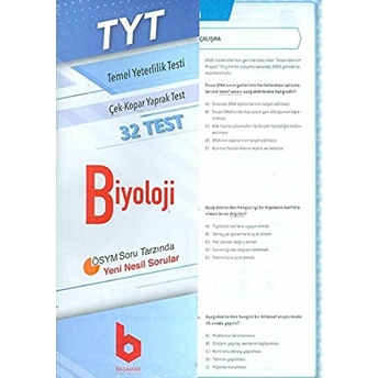 Basamak Yayınları Tyt Biyoloji Çek Kopar Yaprak Test Basamak Yayınları