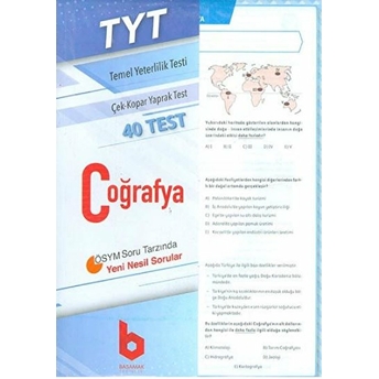 Basamak Yayınları Tyt Coğrafya Çek Kopar Yaprak Test Basamak Yayınları