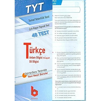 Basamak Yayınları Tyt Türkçe Çek Kopar Yaprak Test Basamak Yayınları