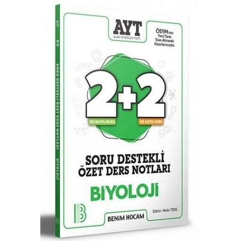 Benim Hocam Yayınları Ayt Biyoloji 2+2 Soru Destekli Özet Ders Notları - Melis Teke