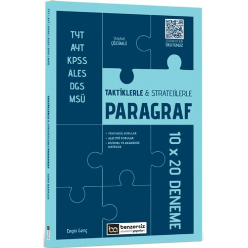 Benzersiz Akademi Yayınları Tyt Ayt Kpss Ales Dgs Msü Taktiklerle Ve Stratejilerle Paragraf 10X20 Deneme Engin Genç