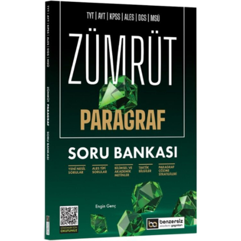 Benzersiz Akademi Yayınları Tyt Ayt Kpss Ales Dgs Msü Zümrüt Paragraf Soru Bankası Engin Genç