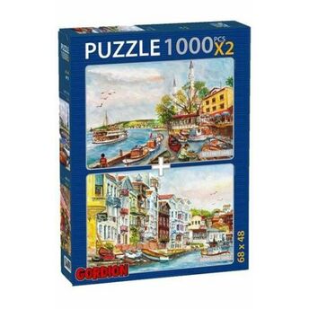 Beyler Beyi Arnavutköy Sahili / 2X1000 Parça Puzzle (40149) Şükrü Çağlayan