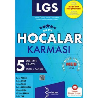 Bilinçsel Lgs En Iyi Hocalar Karması 5 Deneme Burcu Aslan, Emine Ürüt, Melek Taşlı, Zehra Cemiloğlu, Ahmet Çelik, Ali Ihsan Erdem, Zafer Yaz