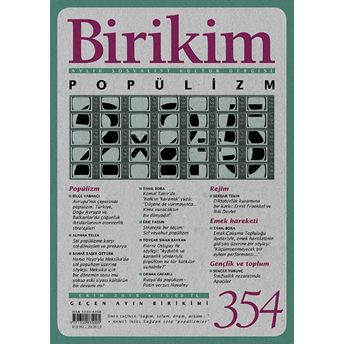 Birikim Aylık Sosyalist Kültür Dergisi Sayı: 354 Ekim 2018