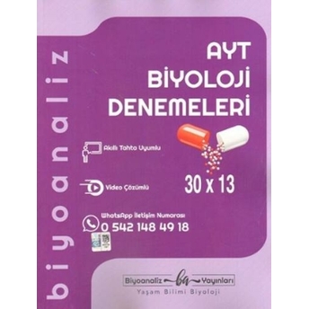 Biyoanaliz Yayınları Ayt Biyoloji 30 X 13 Denemeleri Komisyon