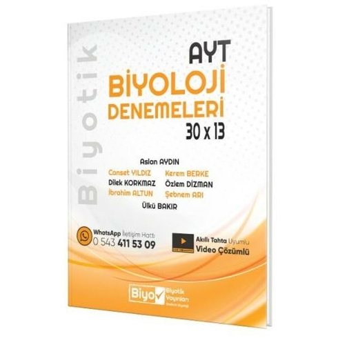 Biyotik Yayınları Ayt Biyoloji Biyotik 30 X 13 Denemeleri Komisyon