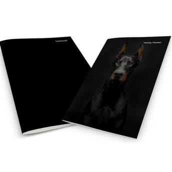 Black Doberman Dog On A Black Background Weekly Planner & Notebook