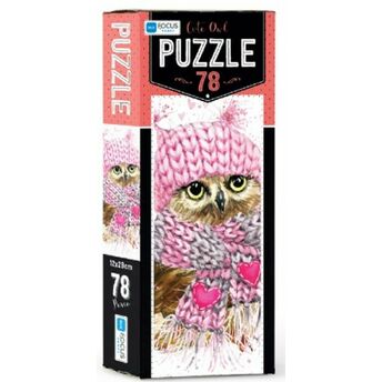 Blue Focus Cute Owl - Puzzle 78 Parça