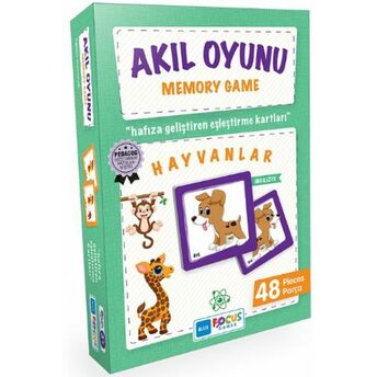 Blue Focus Memory Game Hayvanlar - Akıl Oyunu 48 Parça