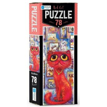 Blue Focus Red Cat - Puzzle 78 Parça