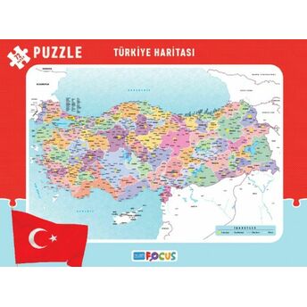 Blue Focus Türkiye Haritası - Frame Puzzle Boy 72 Parça