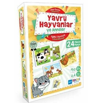 Blue Focus Yavru Hayvanlar Ve Anneler - Eğitici Oyunlar 24 Parça