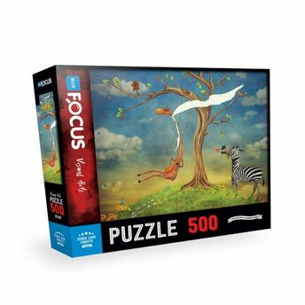 Blue Focus Zebra Loving Giraffes (Zebranın Aşkı Zürafa) - Puzzle 500 Parça