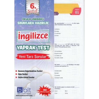 Bulut 6.Sınıf Ingilizce Yaprak Test (Yeni) Kolektif