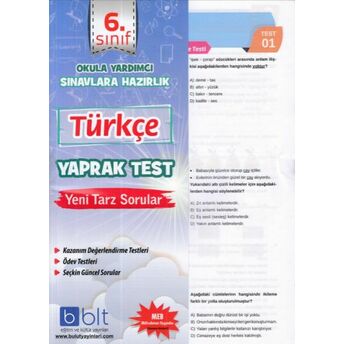 Bulut 6.Sınıf Türkçe Yaprak Test (Yeni) Kolektif