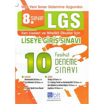 Bulut 8. Sınıf Lgs 10 Deneme Fasikül (Yeni) Kolektif