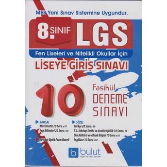 Bulut 8. Sınıf Lgs Tüm Dersler 10 Fasikül Deneme Sınavı Komisyon