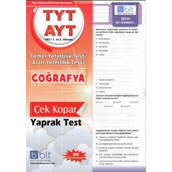 Bulut Tyt Ayt Coğrafya Yaprak Test 1. Ve 2. Oturum (Yeni) Kolektif