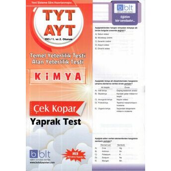 Bulut Tyt Ayt Kimya Yaprak Test 1. Ve 2. Oturum ( Yeni) Kolektif