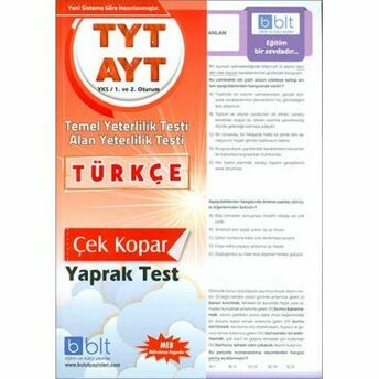 Bulut Tyt Ayt Türkçe Yaprak Test 1. Ve 2. Oturum (Yeni) Kolektif