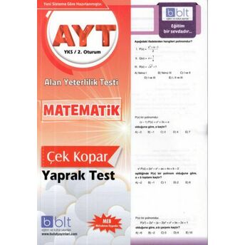 Bulut Yks Ayt Matematik Yaprak Test 2. Oturum (Yeni) Kolektif