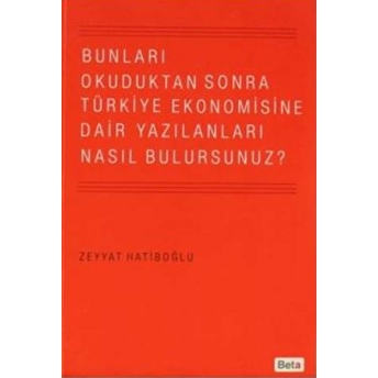 Bunları Okuduktan Sonra Türkiye Ekonomisine Dair Yazılanları Nasıl Bulursunuz?