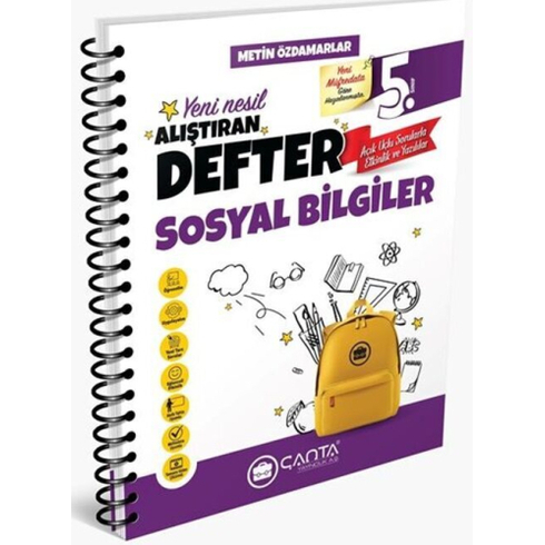 Çanta Yayınları 5. Sınıf Sosyal Bilgiler Okula Yardımcı Alıştıran Defter Metin Özdamarlar