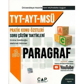 Çap Yayınları Tyt Ayt Msü Paragraf Konu Özetli Soru Çözümleri Emine Habiboğlu