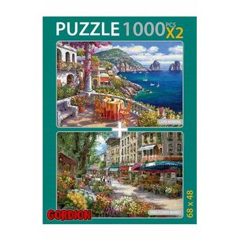 Capri Morning Paris Flower Market / 2X1000 Parça Puzzle (40138) Kolektıf