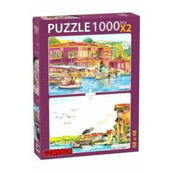 Çengelköy Kuzguncuk Sahili / 2X1000 Parça Puzzle (40153) Şükrü Çağlayan