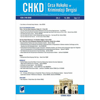 Ceza Hukuku Ve Kriminoloji Dergisi Cilt: 2 Yıl: 2014 Sayı: 1-2 Kolektif