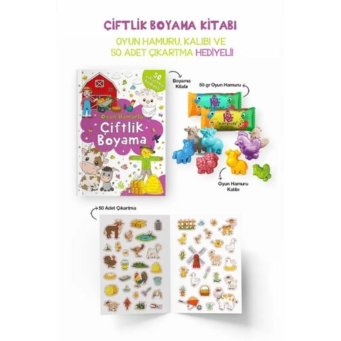 Çiftlik Boyama Kitabı - Oyun Hamurlu - 3 Yaş Bilge Yorulmaz